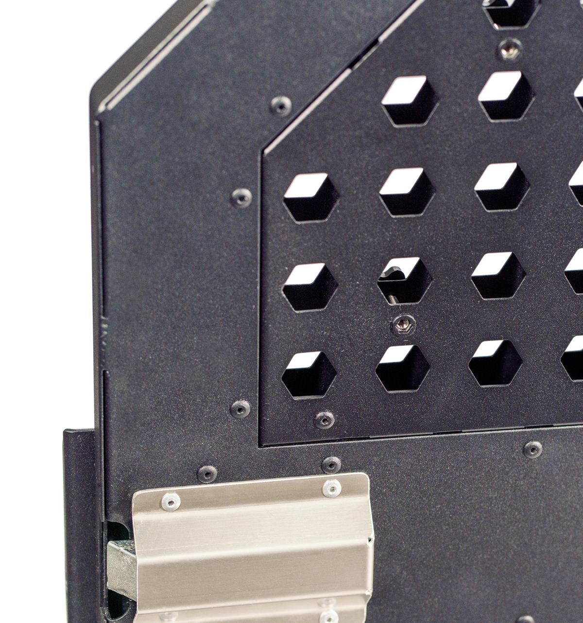 Detail shot of Door Guard accessory for stationary dog crate by Rock Creek Crates