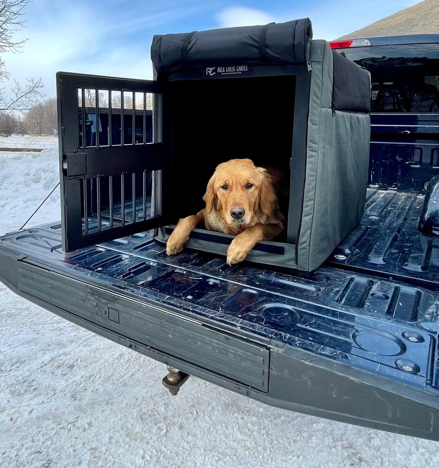 Insulated dog crate cover accessory for stationary dog crates by Rock Creek Crates