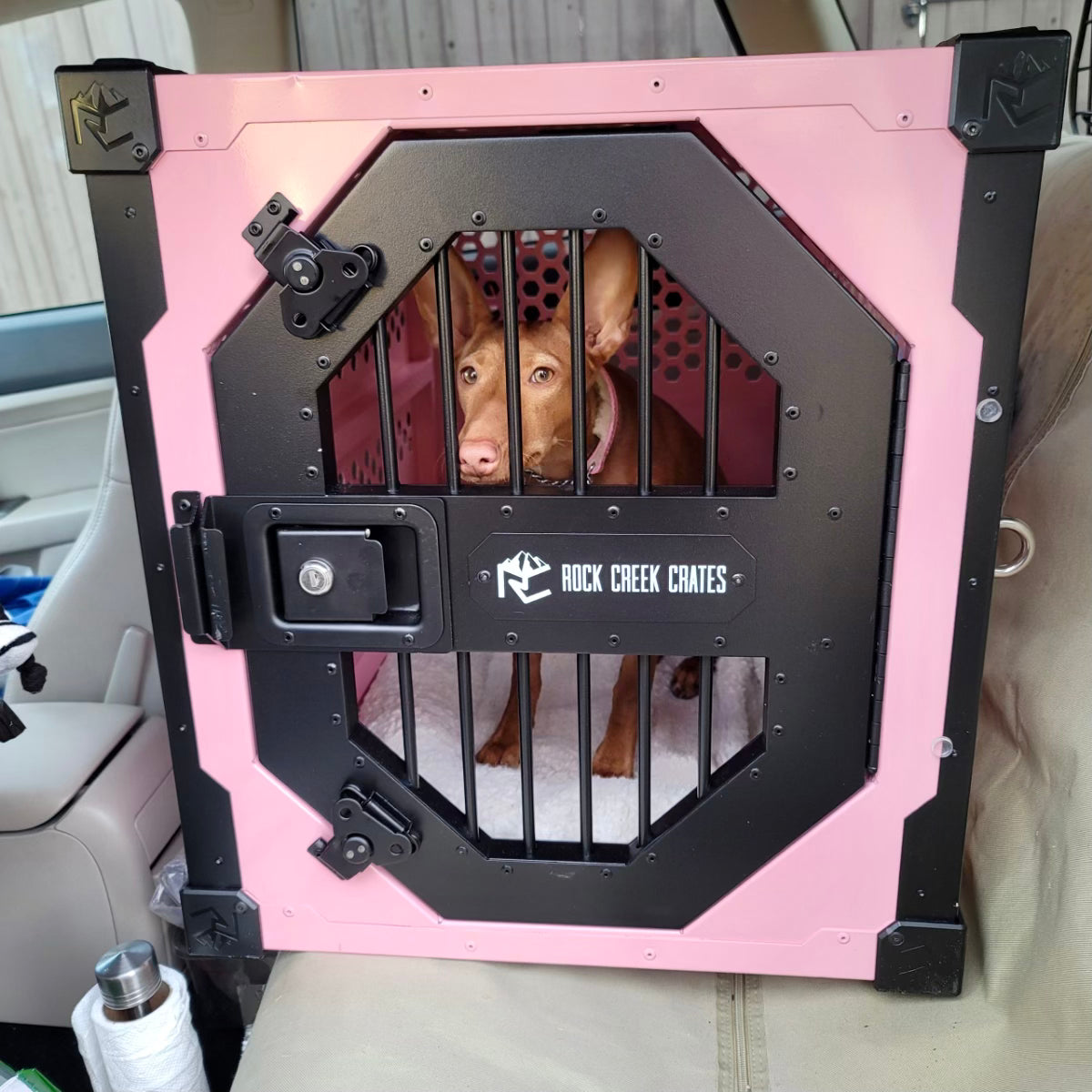 Custom-colored dog crate by Rock Creek Crates